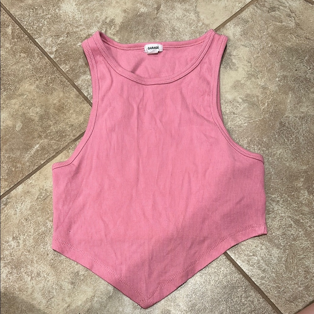 Garage Pink Ribbed Tank Top